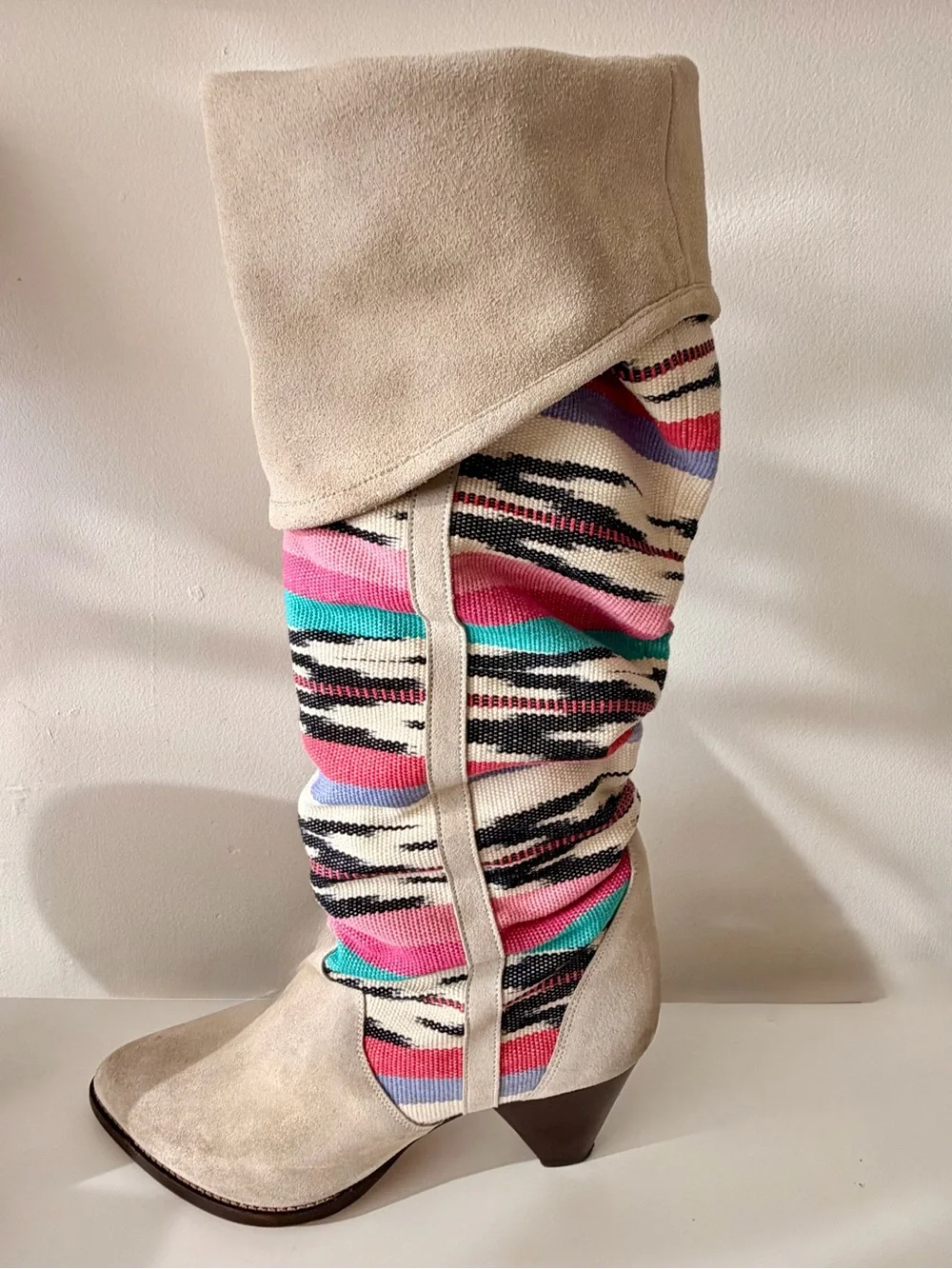 ISABEL MARANT Over-the-Knee Lorey Boot in Multicolor & Ecru
